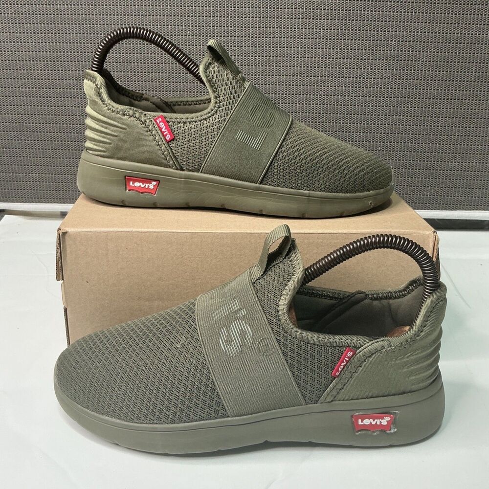 Levis Women's Olive Green Slip-On Sneakers Lightweight Casual Style Size 7.5 US